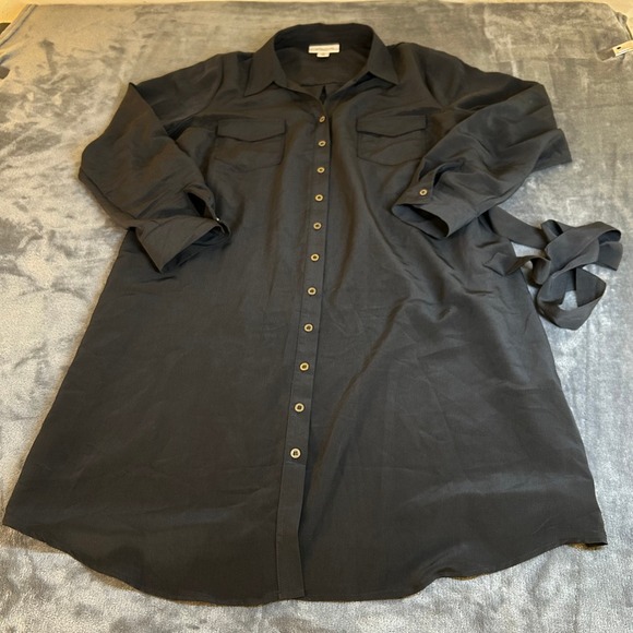 Motherhood Maternity Dress Belted Shirt Black Career Casual Womens Extra Large - Picture 1 of 10